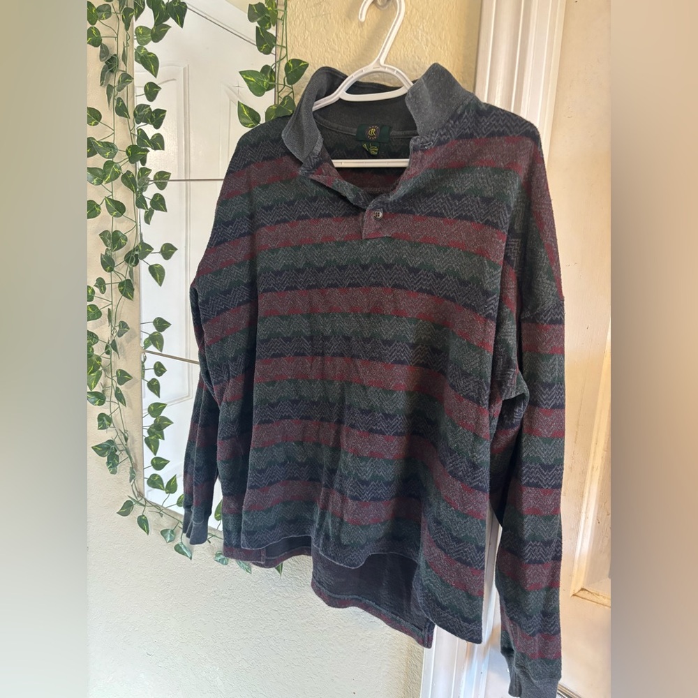 Club Room Men's Sweater - Gray and Red Stripes